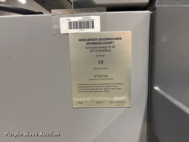 image for item EV3146 Heidelberg QM 46-2 printing press