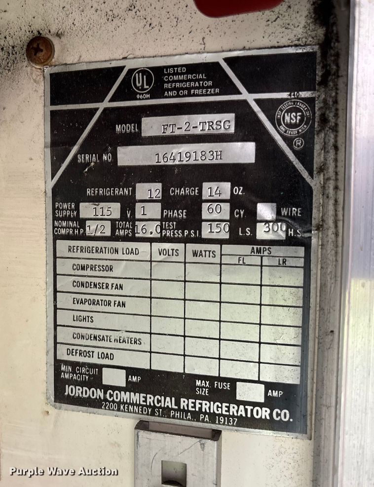image for item EV3152 Jordan FT-2-TRSG refrigerator