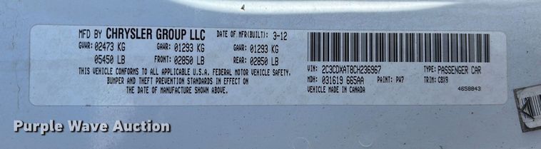 image for item EV3205 2012 Dodge Charger Police 