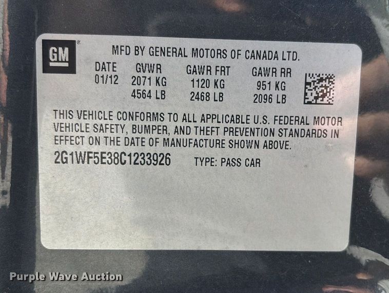 image for item EV3210 2012 Chevrolet Impala 