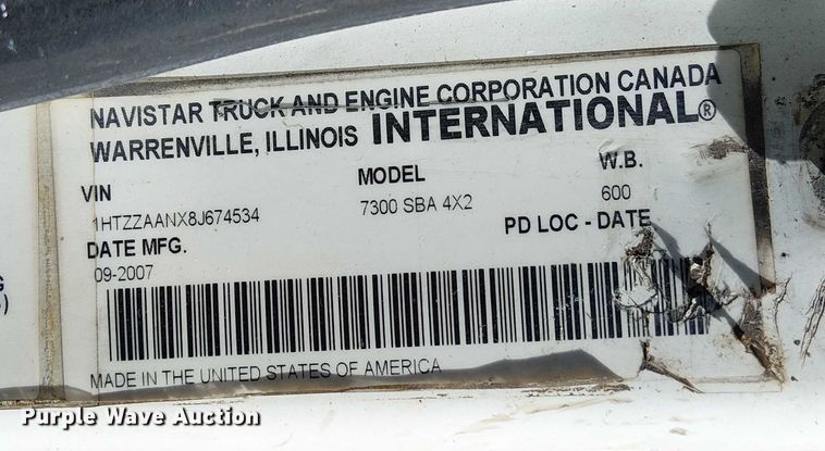 image for item EV5399 2008 International 7300 refuse truck