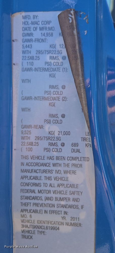 image for item EV5401 2012 International Durastar grapple truck