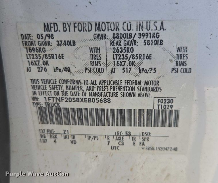 image for item EV5406 1999 Ford F250 pickup truck