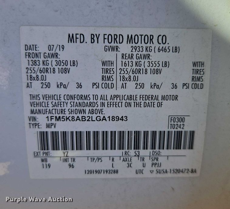 image for item EV5409 2020 Ford Explorer Police Interceptor SUV