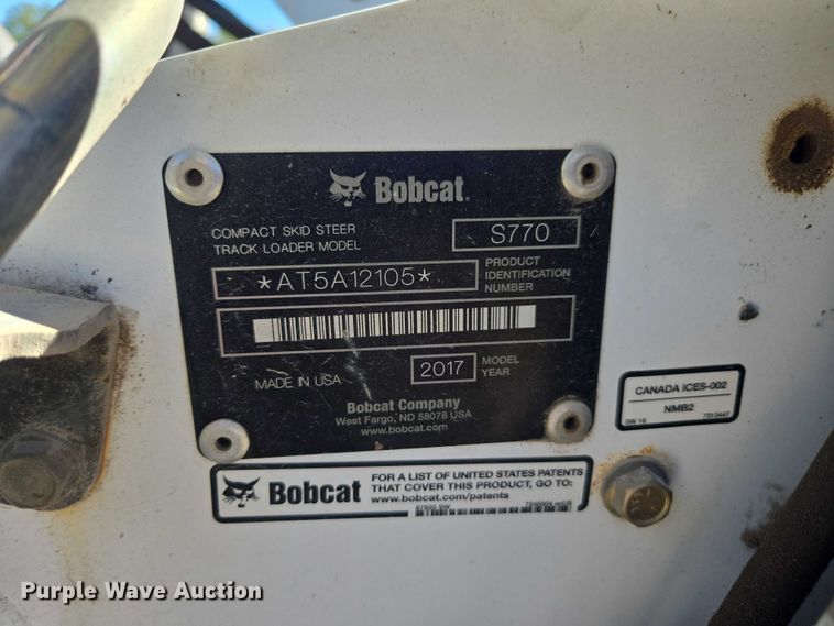 image for item EV5410 2017 Bobcat S770 skid steer loader