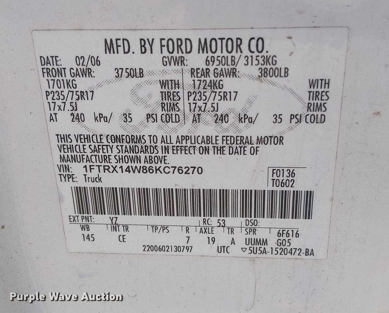 image for item EV5415 2006 Ford F150 SuperCab pickup truck