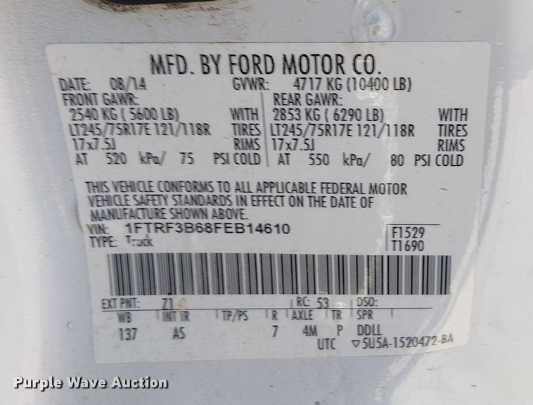 image for item EV5416 2015 Ford F350 pickup truck