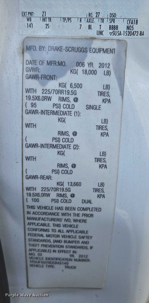 image for item EV5419 2012 Ford F550 bucket truck