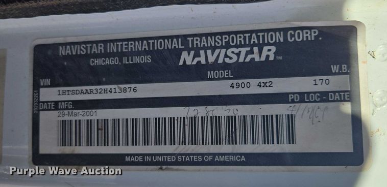 image for item EV5423 2002 International 4900 dump truck