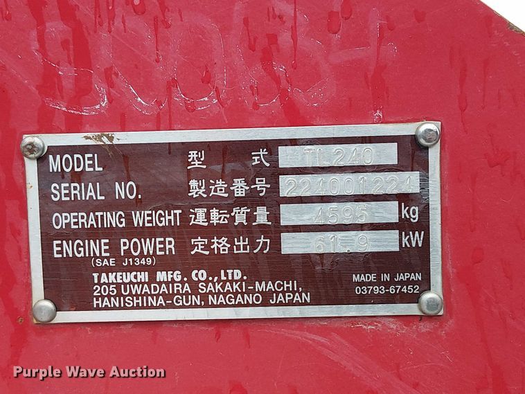 image for item FB4488 2011 Takeuchi TL240 tracked skid steer loader