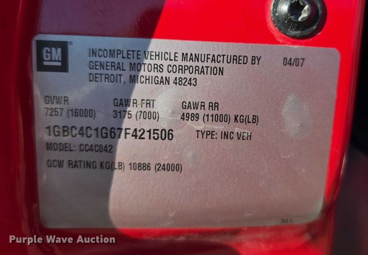 image for item FI0513 2007 Chevrolet C4500 rescue vehicle