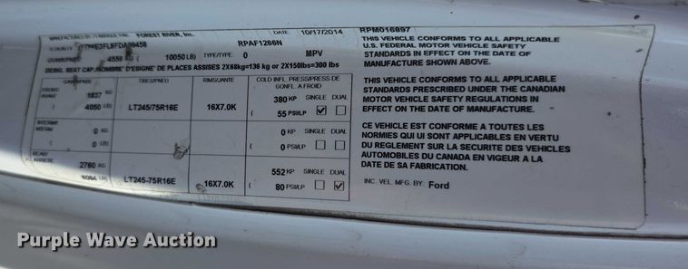 image for item FI0558 2015 Rockport Ford E350 Super Duty box truck