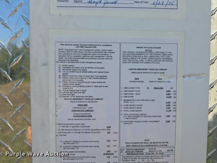 image for item FI0565 2015 Ford E450 ambulance