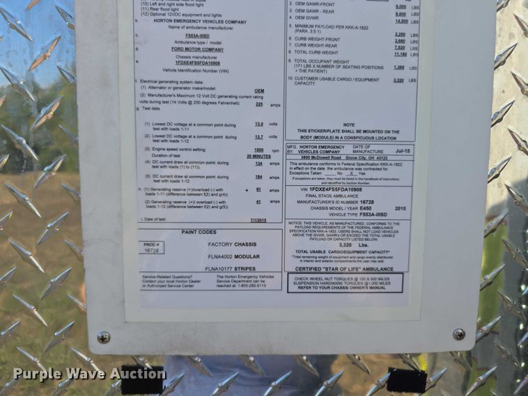 image for item FI0565 2015 Ford E450 ambulance