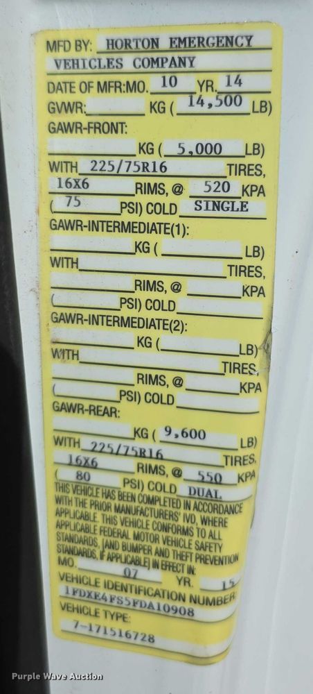 image for item FI0565 2015 Ford E450 ambulance