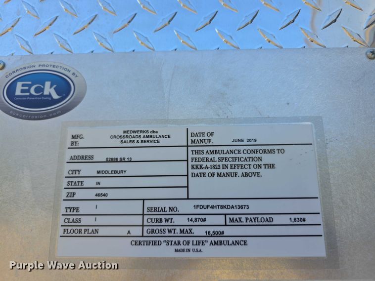 image for item FI0568 2019 Ford E450 Super Duty ambulance