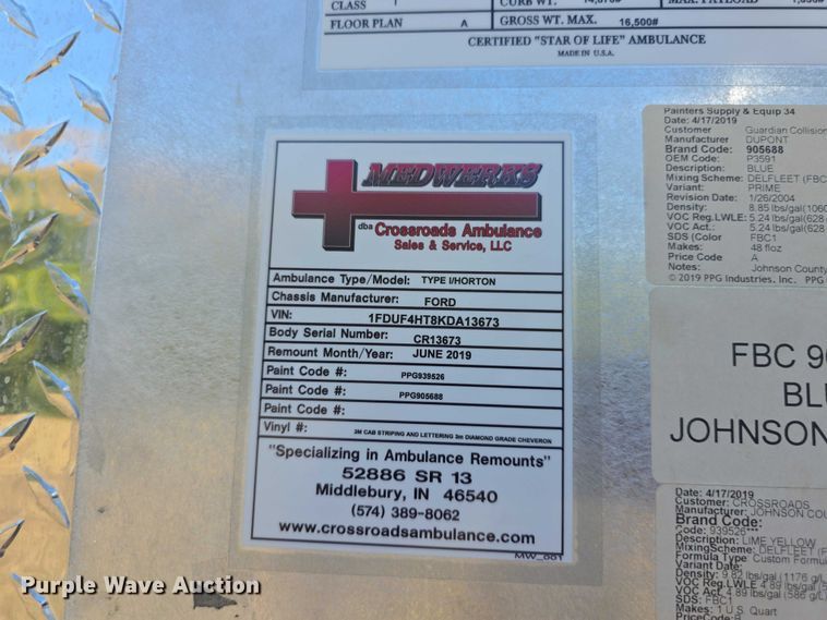 image for item FI0568 2019 Ford E450 Super Duty ambulance