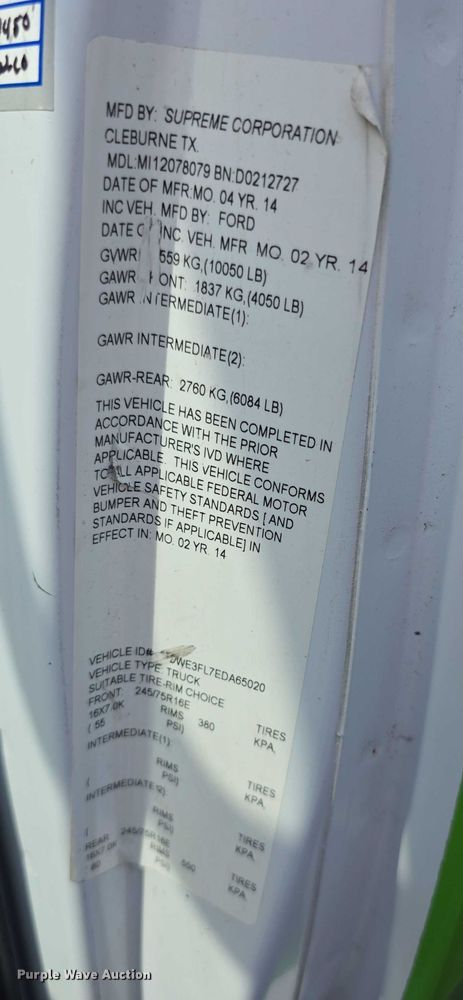 image for item FI0569 2014 Ford E350 Super Duty  delivery van