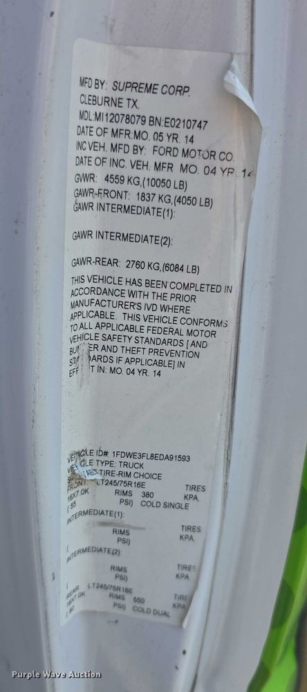 image for item FI0571 2014 Ford E350 Super Duty  delivery van