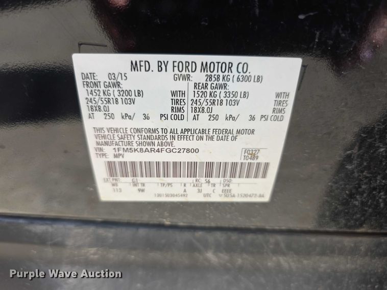 image for item FI0597 2015 Ford Explorer Police Interceptor  SUV