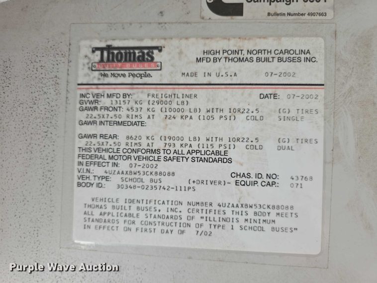 image for item FI0613 2003 Freightliner  FS65 school bus