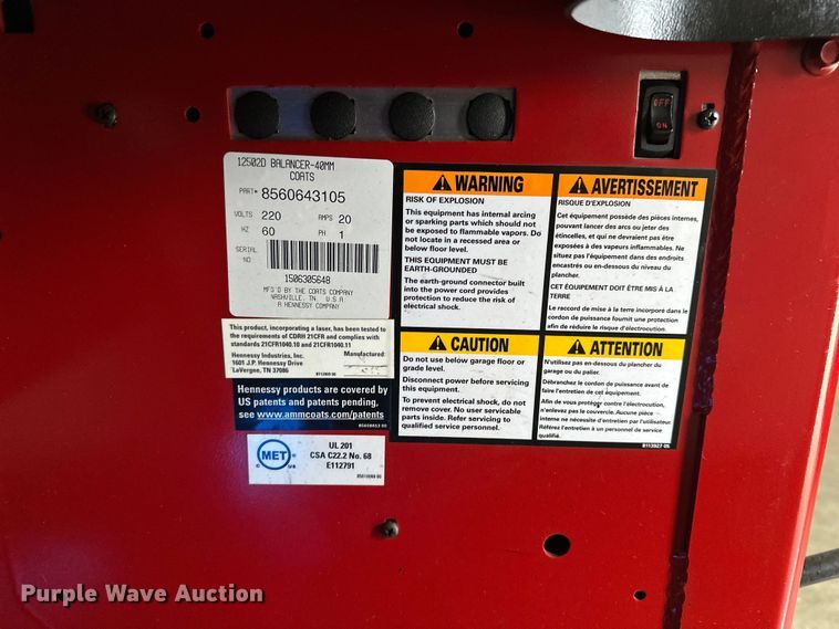 image for item DF8629 (2) Coats 1250 tire balance machines