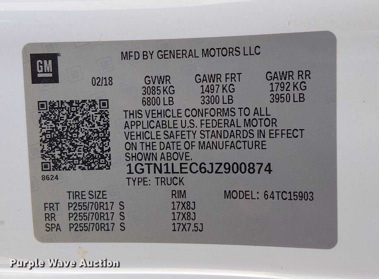 image for item DJ7888 2018 GMC Sierra 1500 pickup truck