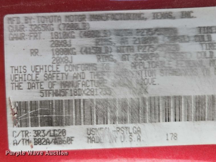 image for item DR3936 2013 Toyota Tundra Limited CrewMax pickup truck