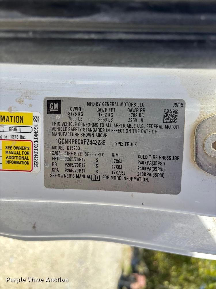 image for item DU1412 2015 Chevrolet Silverado 1500 pickup truck