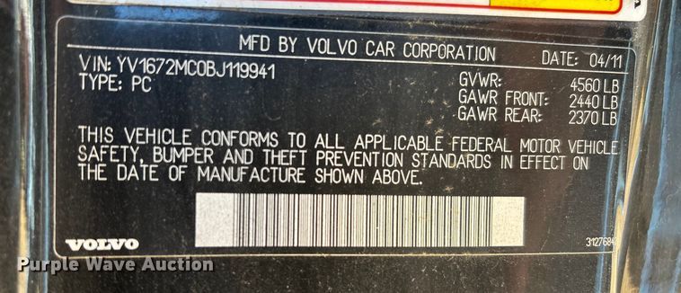 image for item DU1436 2011 Volvo C70 