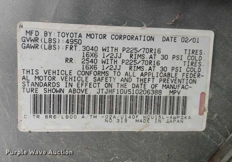 image for item DU3625 2001 Lexus RX300  SUV