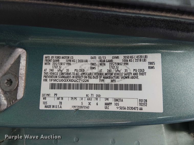 image for item DU3633 2013 Ford Escape SUV