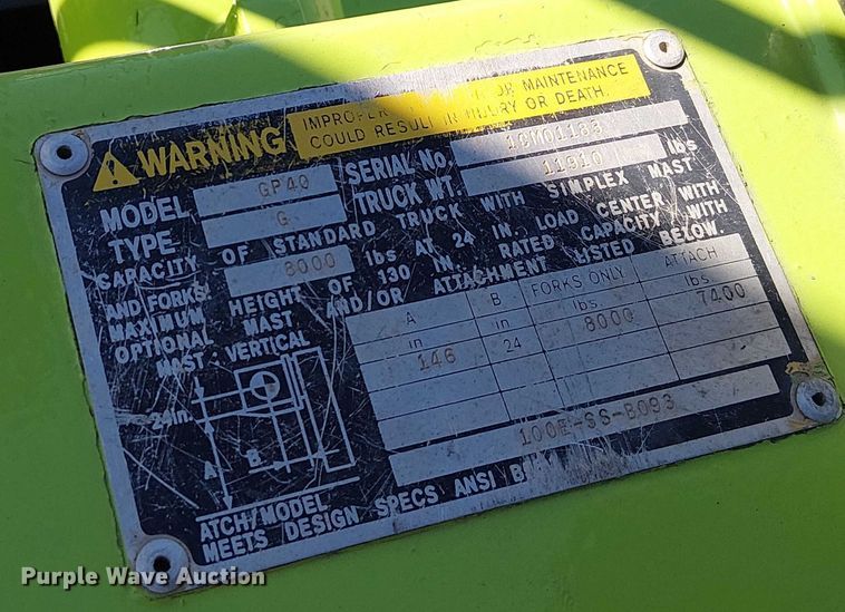 image for item DU3665 Caterpillar GP40 forklift