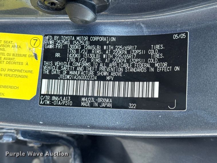 image for item DW6634 2006 Toyota Highlander Hybrid SUV