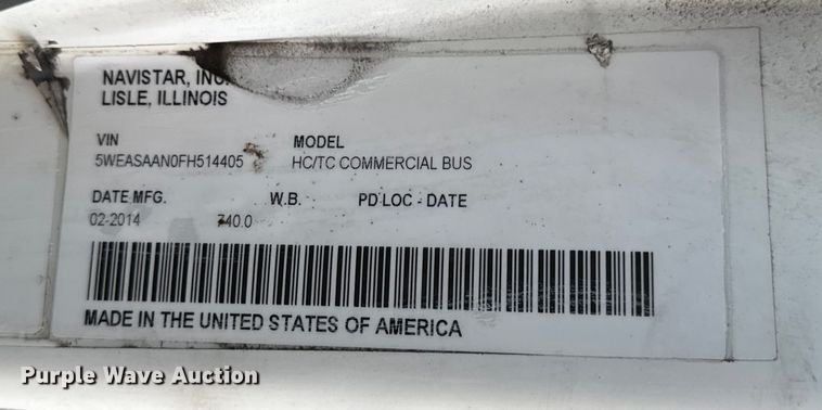 image for item DW6646 2015 International PC505 shuttle bus