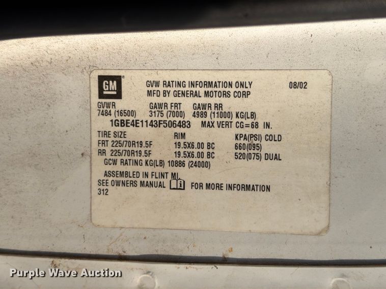 image for item DX5848 2003 Chevrolet C4500 flatbed truck