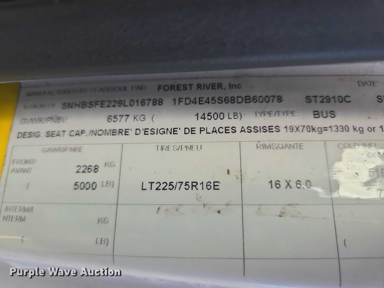 image for item DY1378 2008 Ford Starcraft shuttle bus