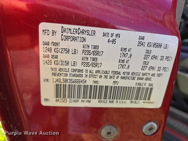 image for item DY1426 2005 Jeep Liberty SUV