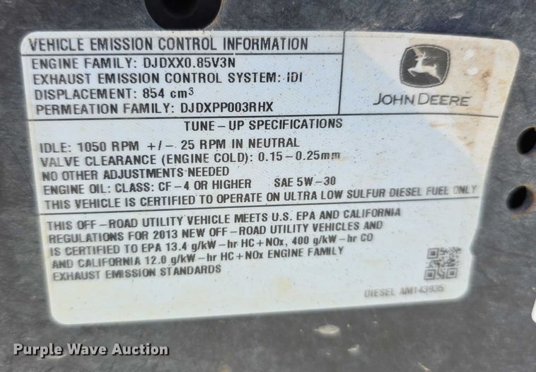 image for item DZ6461 2013 John Deere 855D Gator utility vehicle