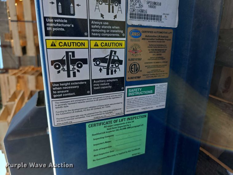 image for item DZ6464 2011 Rotary Lift SP018N310 two post automotive lift