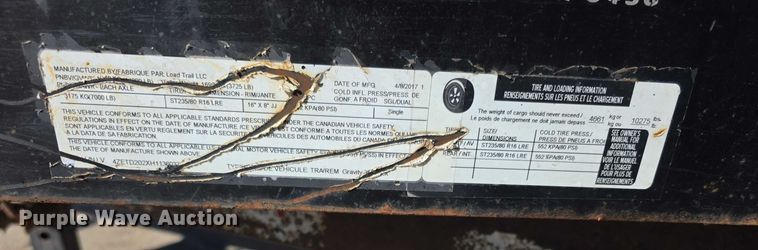 image for item DZ6477 2017 Load Trail tilt deck utility trailer