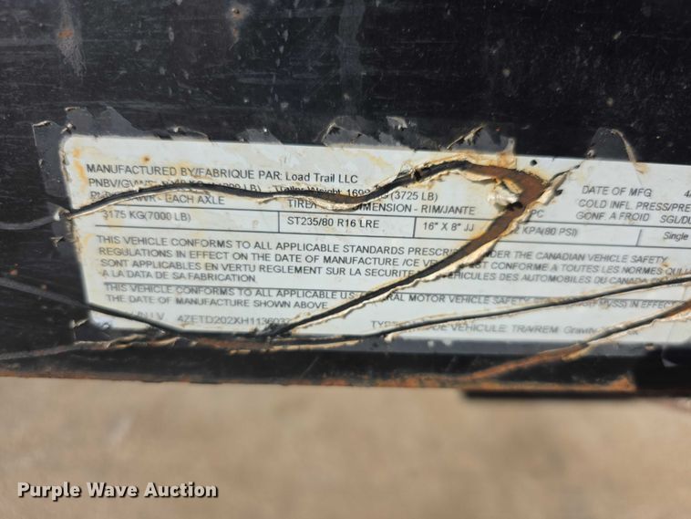 image for item DZ6477 2017 Load Trail tilt deck utility trailer