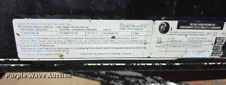 image for item DZ6478 2017 Load Trail  utility trailer