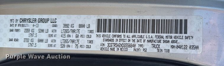 image for item EA1952 2013 RAM 2500 Crew Cab pickup truck