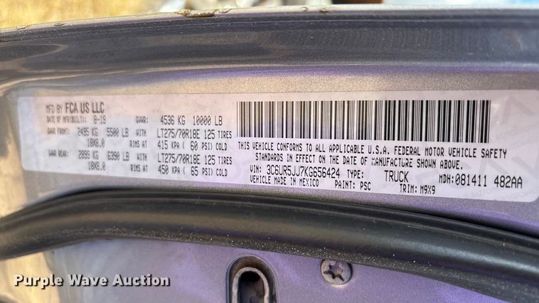 image for item EA7602 2019 RAM 2500 Crew Cab pickup truck