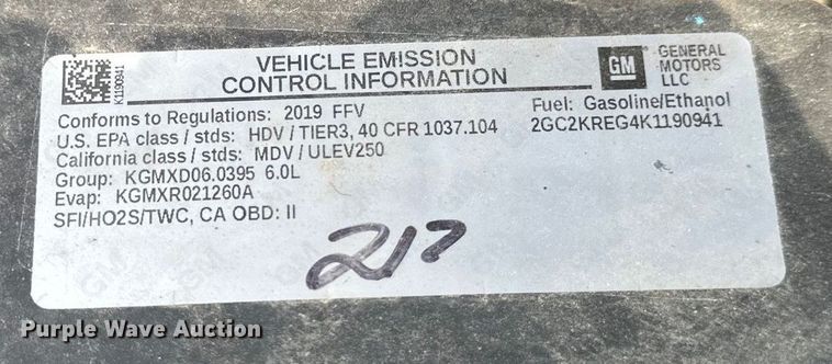 image for item EB2869 2019 Chevrolet Silverado 2500HD Double Cab pickup truck