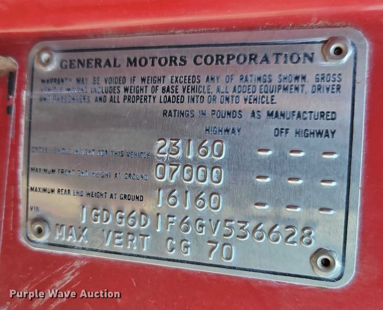 image for item EB8394 1986 GMC C6 dump flatbed truck