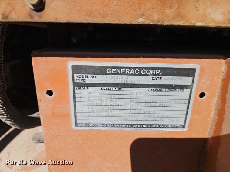 image for item EB8406 1995 Generac 95A 00255 S generator