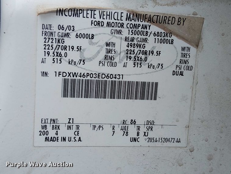 image for item EC1230 2003 Ford F450 flatbed truck