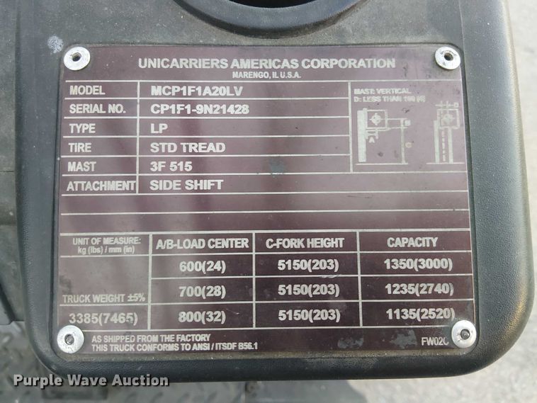 image for item EC1245 2017 UniCarriers CFS40 forklift